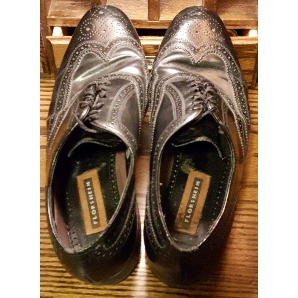Florsheim Lexington Men's 20381 Black Leather Wingtip Oxfords 9.5 D - Picture 3 of 12
